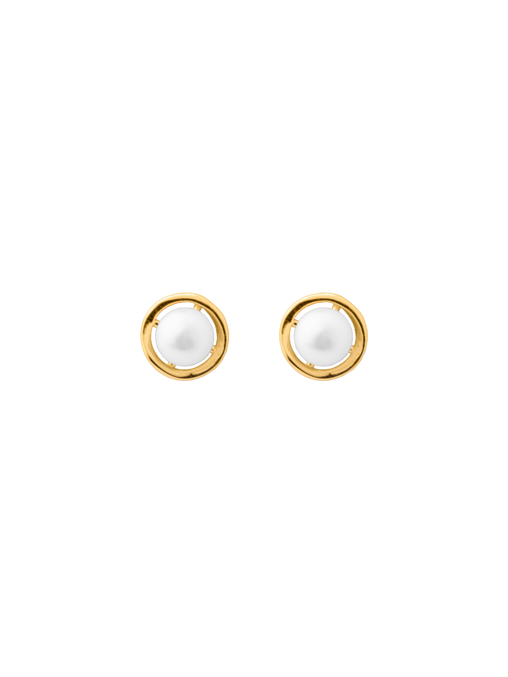 Par Arete Perla Con Contorno Dorado