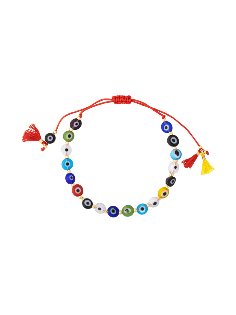 Pulsera Ojos Rainbow Con Hilo Rojo