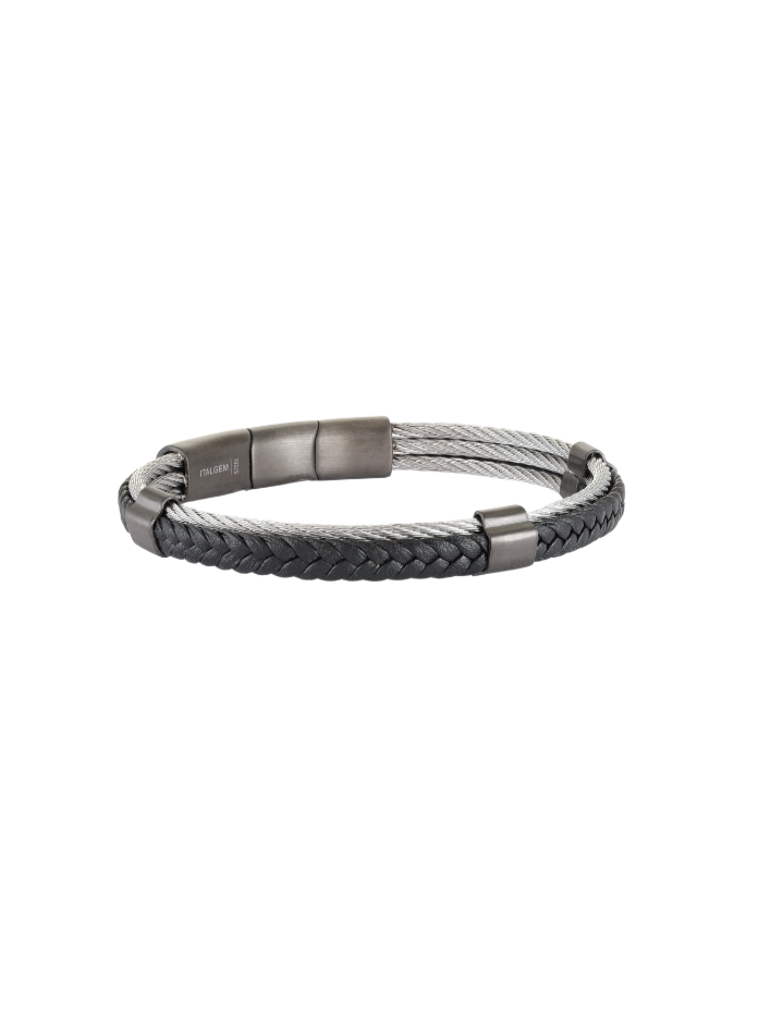 Brazalete Cable  y Piel Trenzada