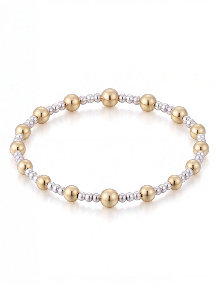 Pulseras Bolitas Intercaladas Gold Filled 2 mm y 4 mm