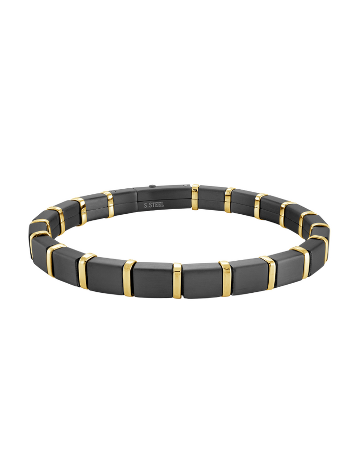 Brazalete Cuadrado Negro Con Dorado