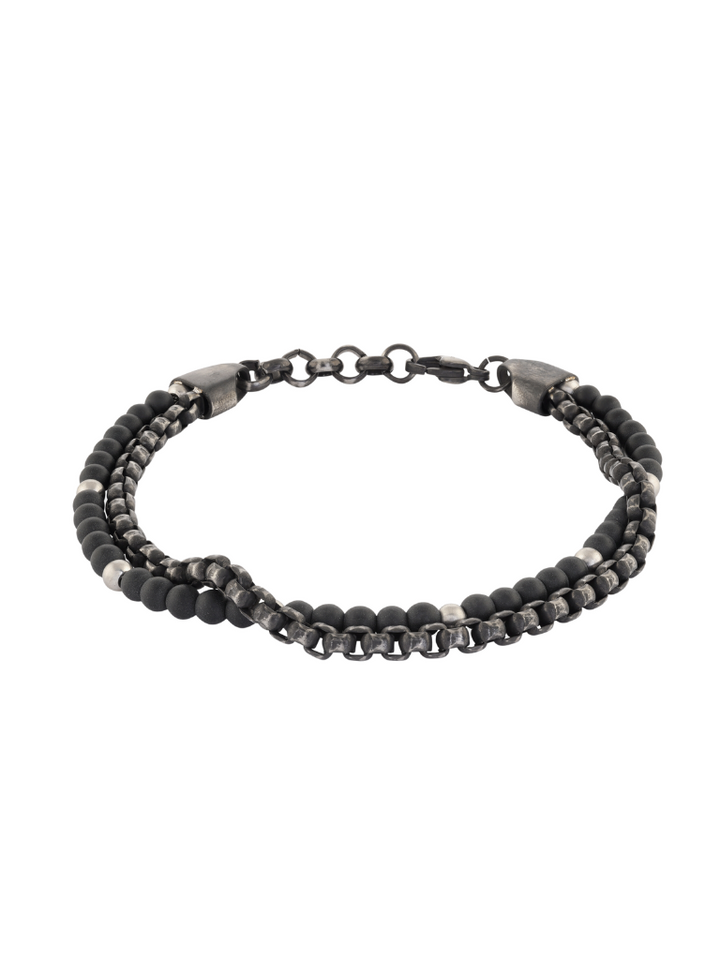 Pulsera Doble Con Piedra Onix