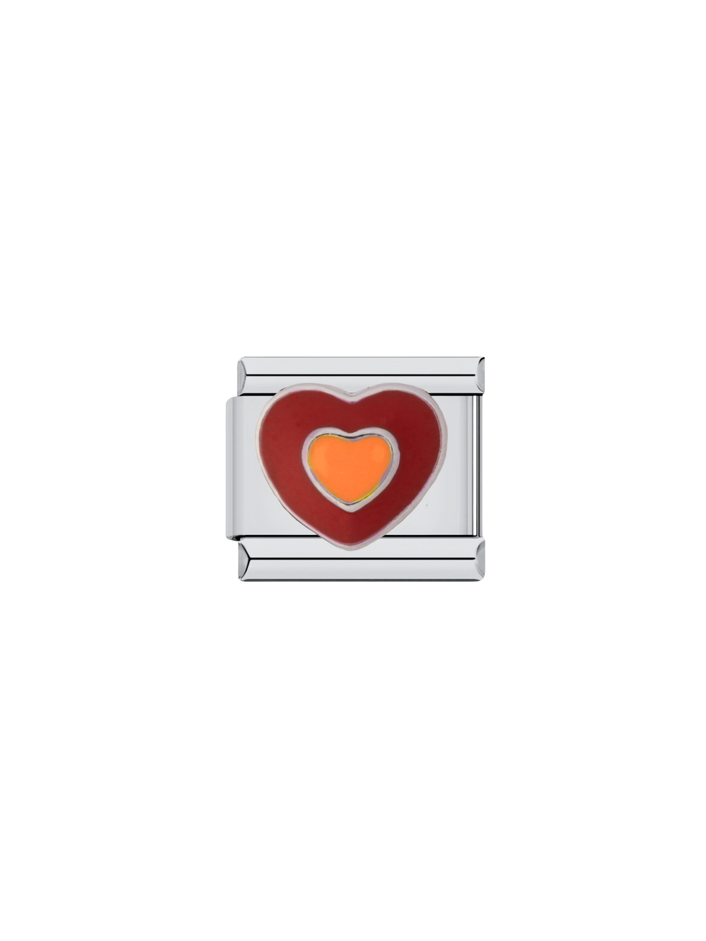 Charm Doble Corazon Naranja y Rojo