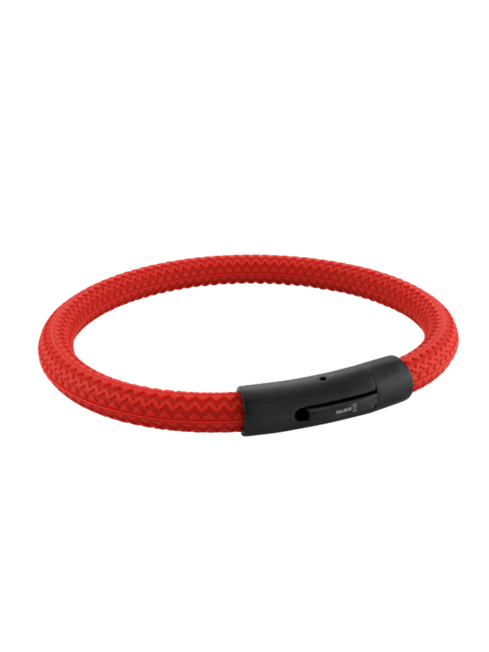 Brazalete Rojo Caucho Broche Negro