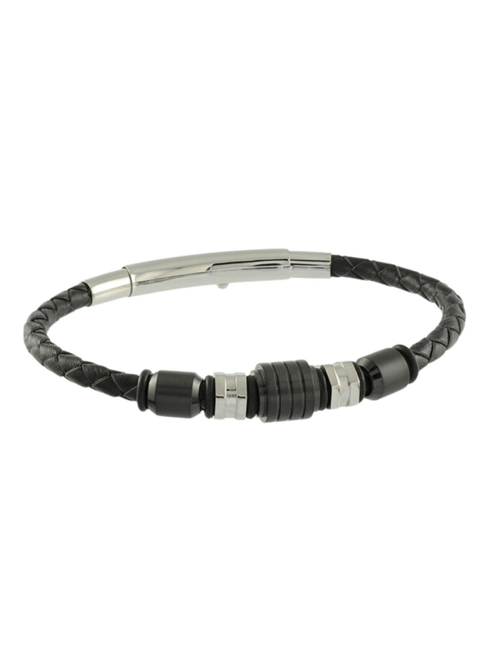 Pulsera Negra Piel Ajustable