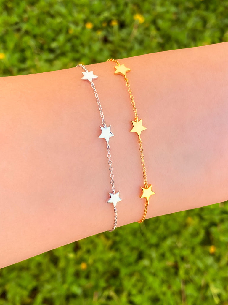 Pulsera Con Tres Estrellas Lisas