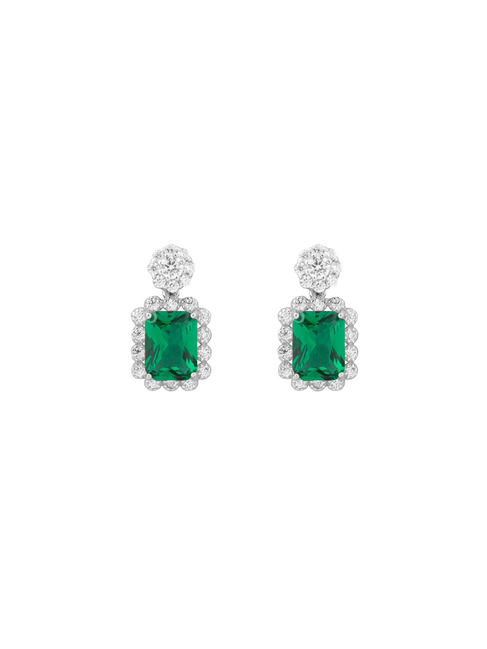 Par Arete Circulo Con Rectangulo Zirconias