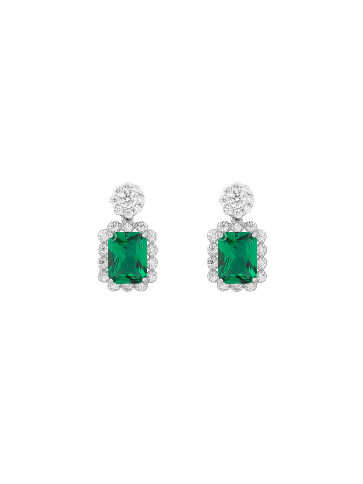 Par Arete Circulo Con Rectangulo Zirconias