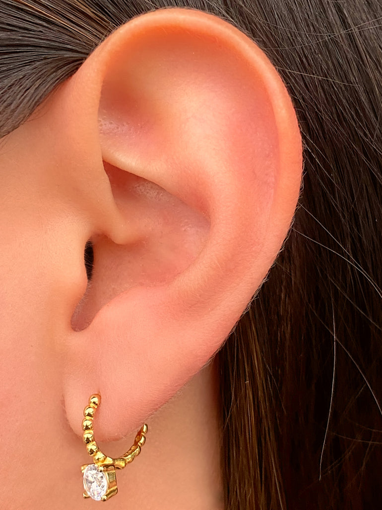 Par Arracada Bolitas Con Zirconia