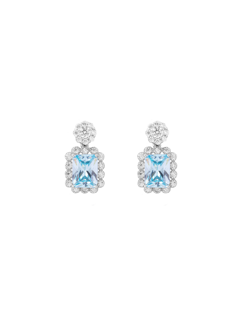 Par Arete Circulo Con Rectangulo Zirconias