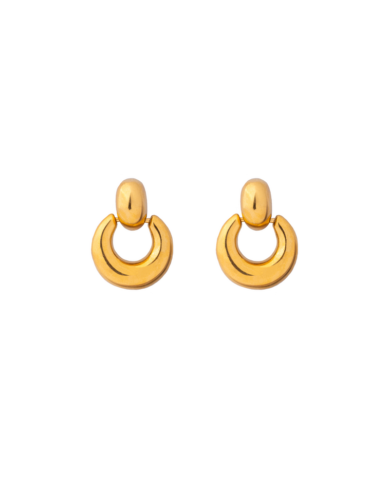 Par Arete Ovalado Con Dije Tipo U Chunky