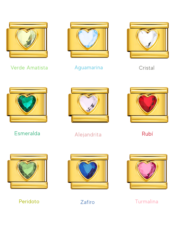 Charm Corazon Con Piedra Zirconia