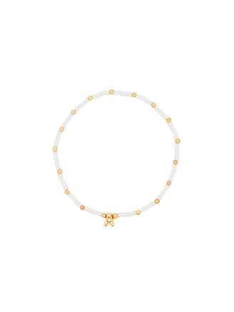 Pulsera Chaquiras Blancas Con Inicial