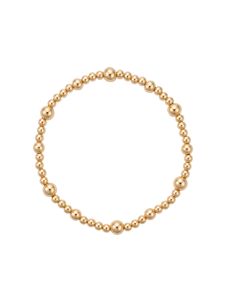 Pulsera Bolitas 3 mm a 5 mm Intercaladas Gold Filled