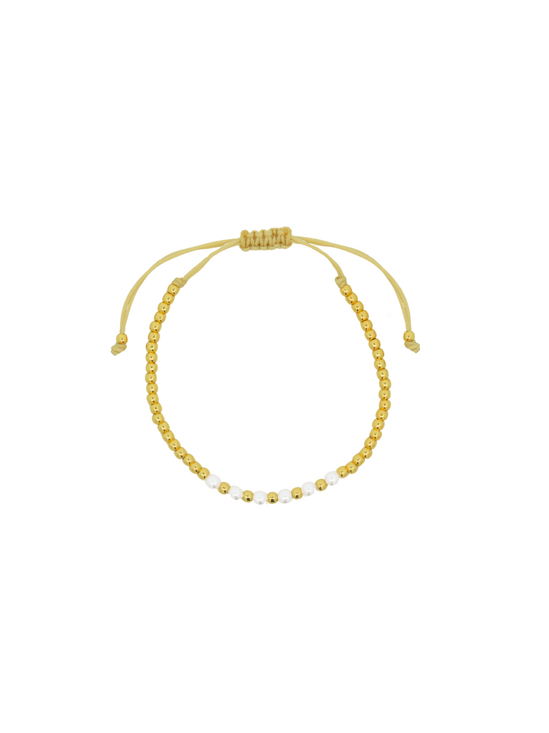 Pulsera Bolitas Doradas Con Perlitas