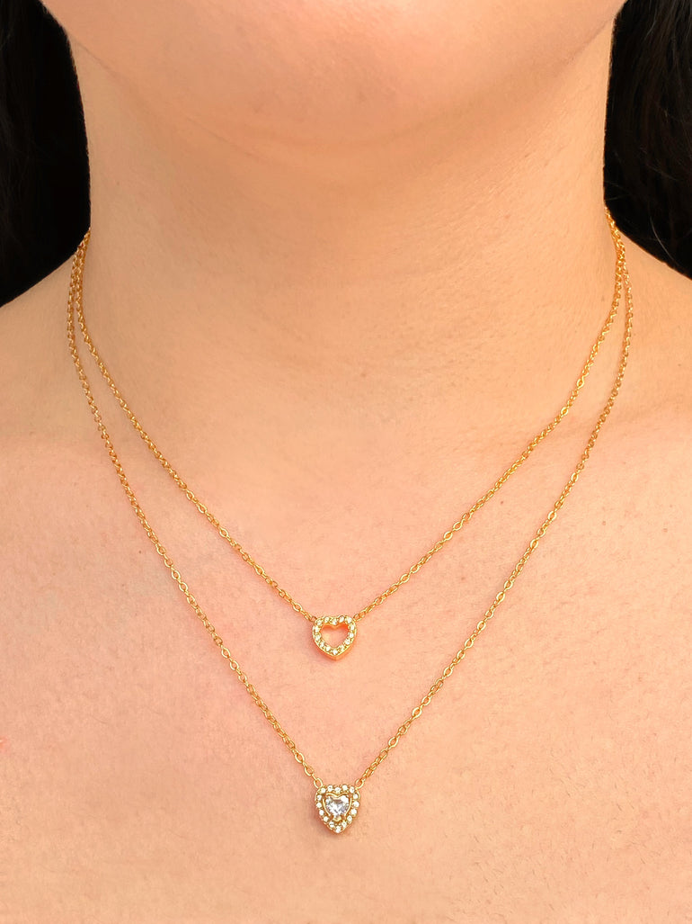 Collar Doble Con Corazones