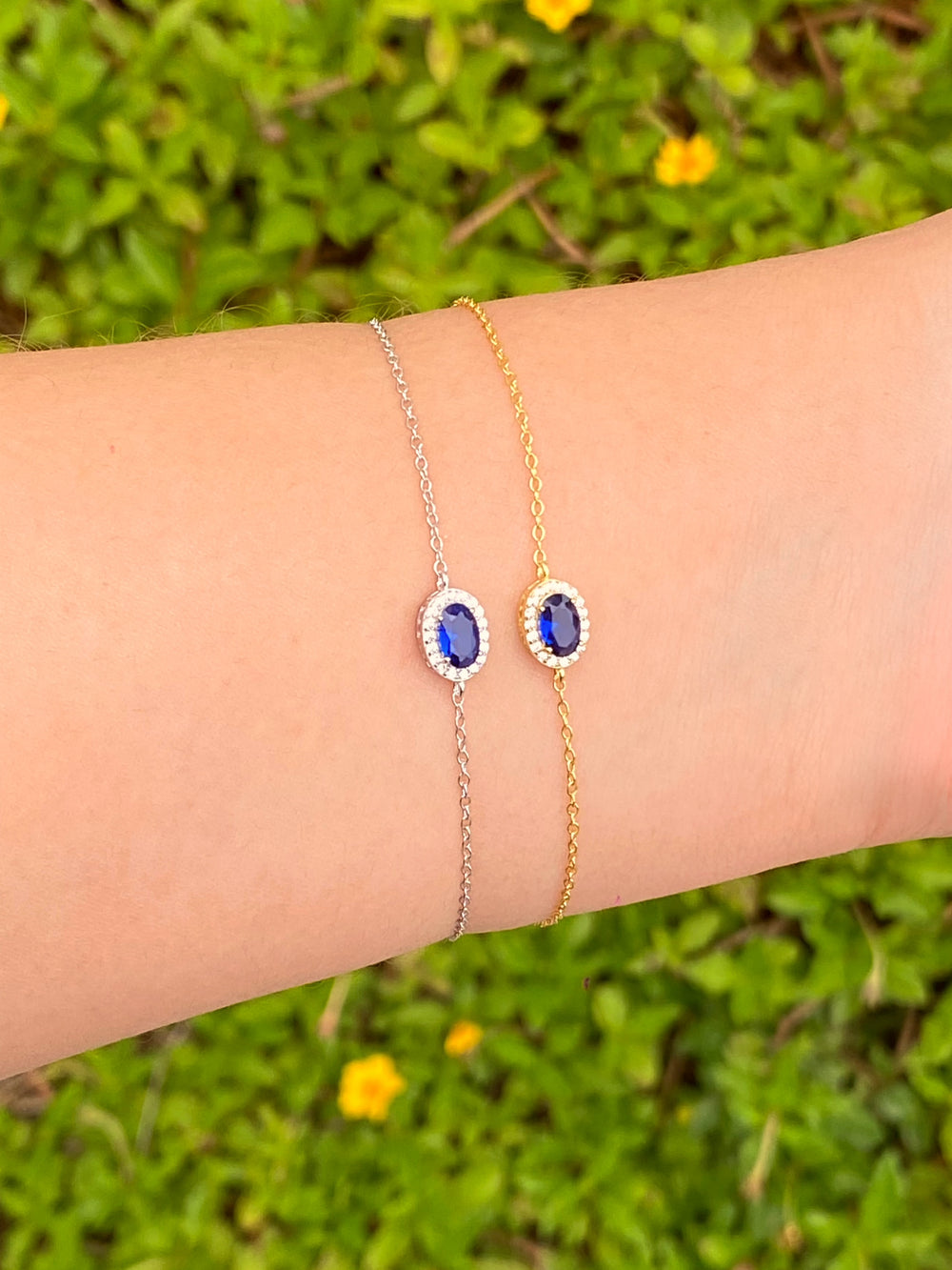 Pulsera Ovalo Con Zirconia Azul