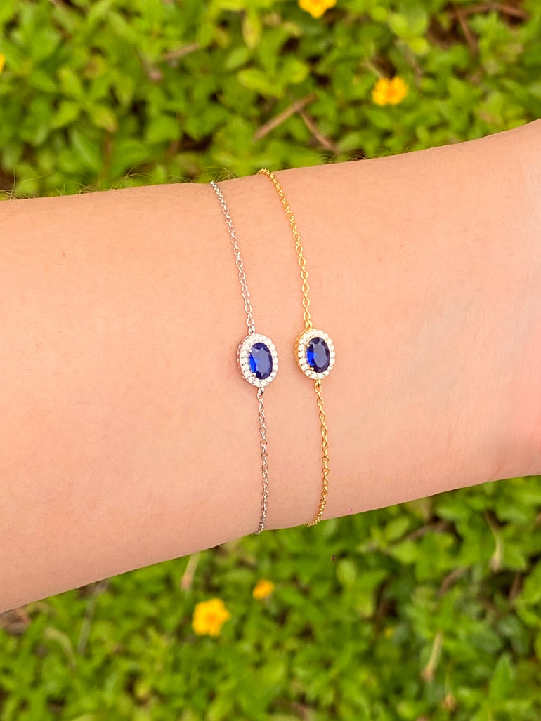 Pulsera Ovalo Con Zirconia Azul