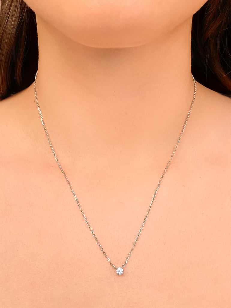 Collar Solitario Corte Round 0.3 Ct Diamante Lab Grown