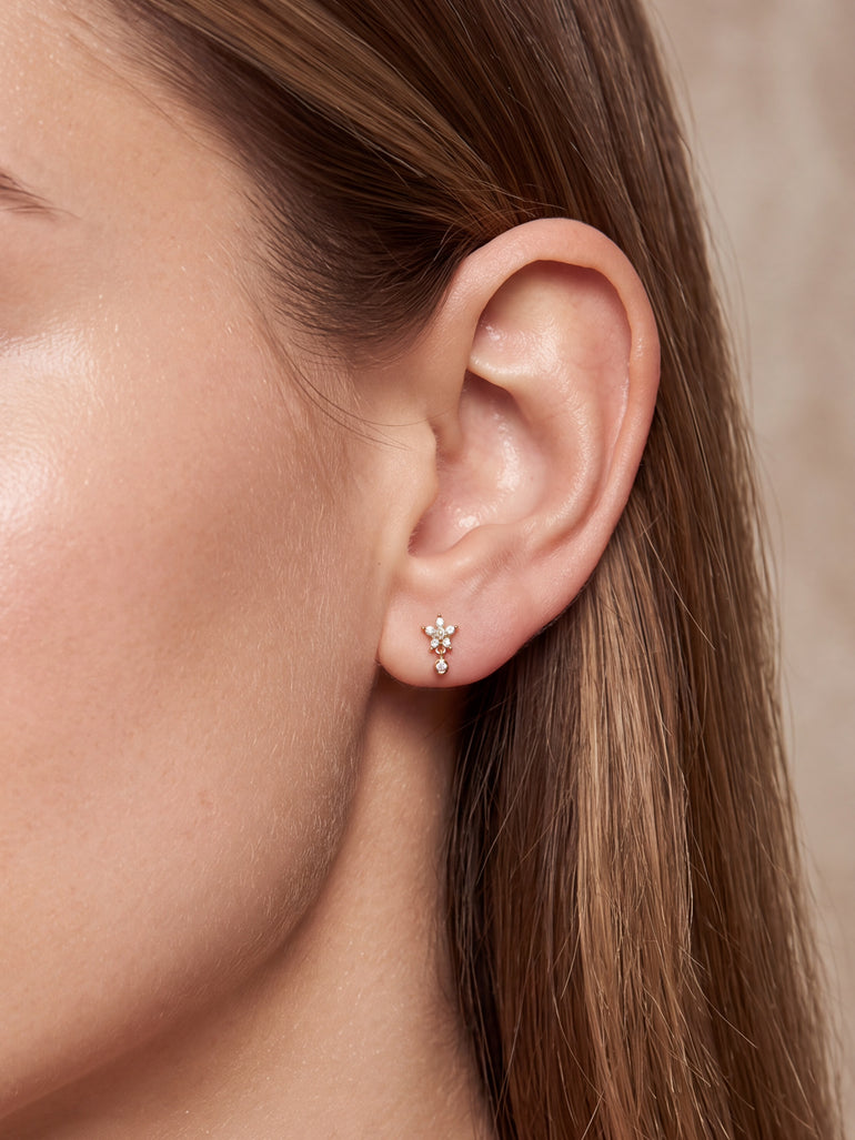 Arete Estrella Con Zirconia Colgante Acero Inoxidable