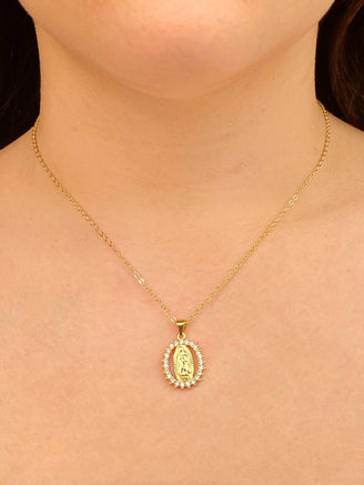 Collar Virgen Con Contorno Zirconias