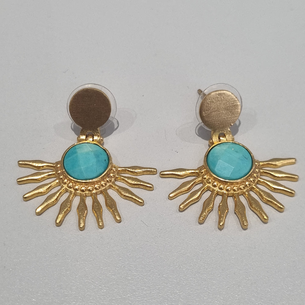COLECCION INDIA PAR PIEDRA AZUL PICOS DORADO