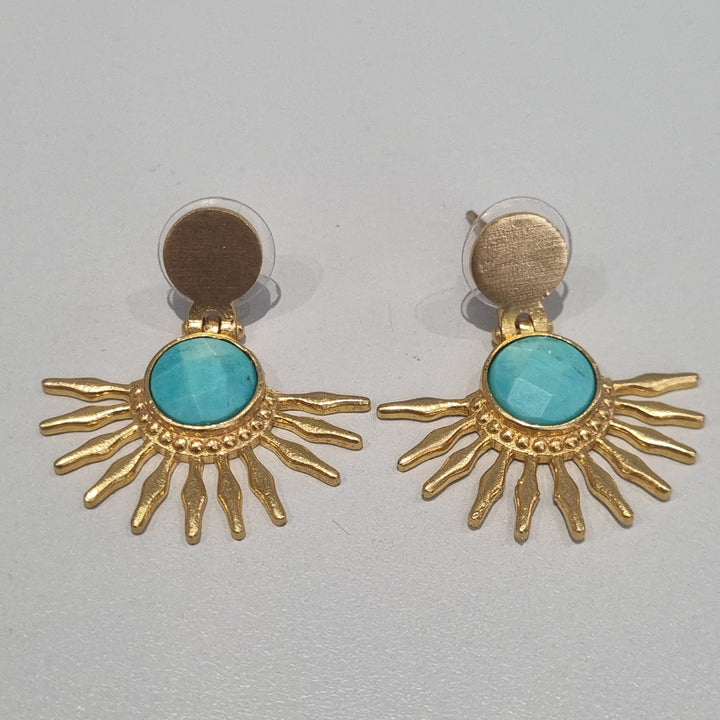 COLECCION INDIA PAR PIEDRA AZUL PICOS DORADO