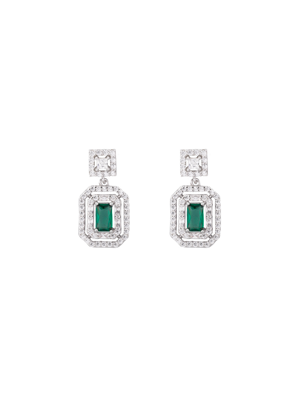 Par Arete Cuadrado Con Baguettes