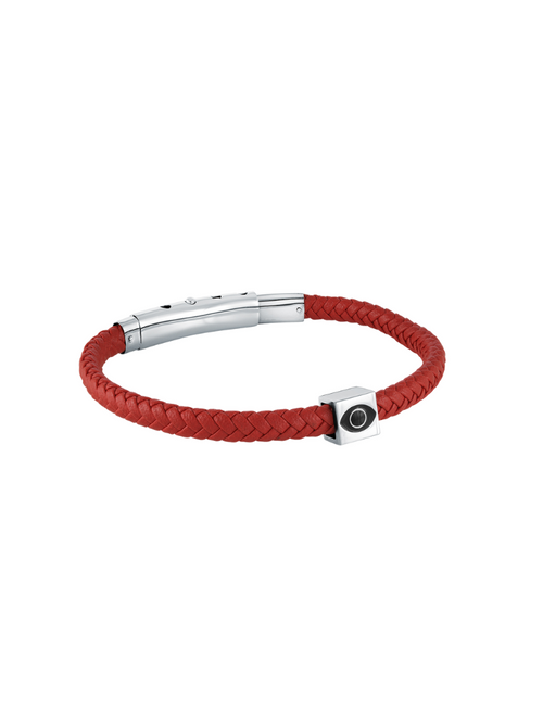 Brazalete Piel Rojo Con Ojo Cuadrado