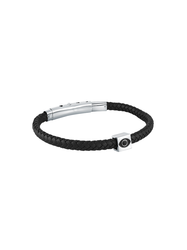 Brazalete Piel Negro Con Ojo Cuadrado