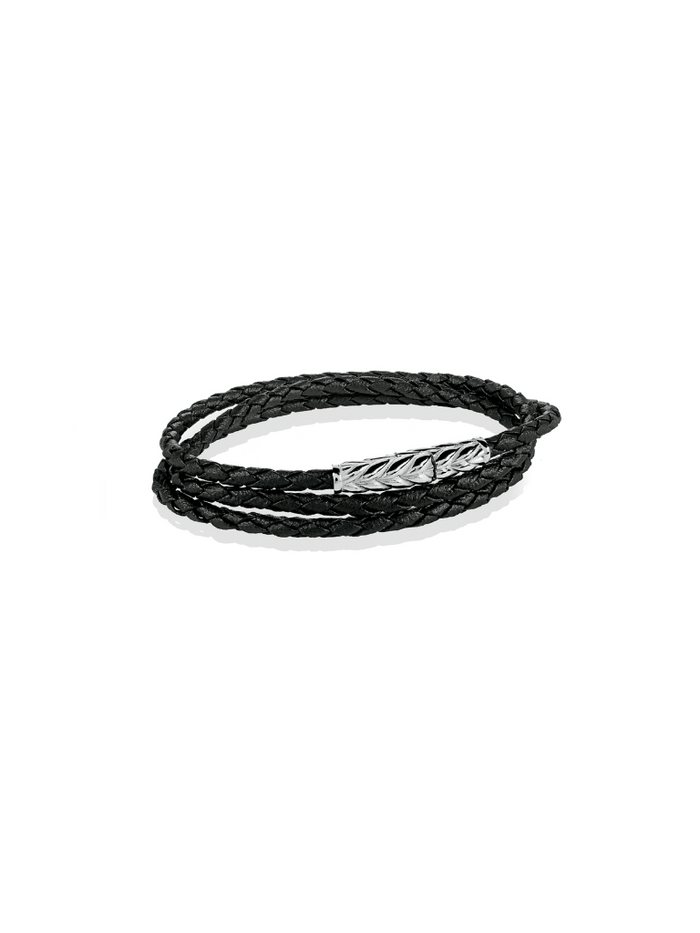 Brazalete Triple Negro Con Broche Plata