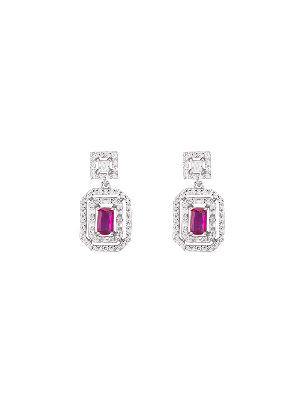 Par Arete Cuadrado Con Baguettes