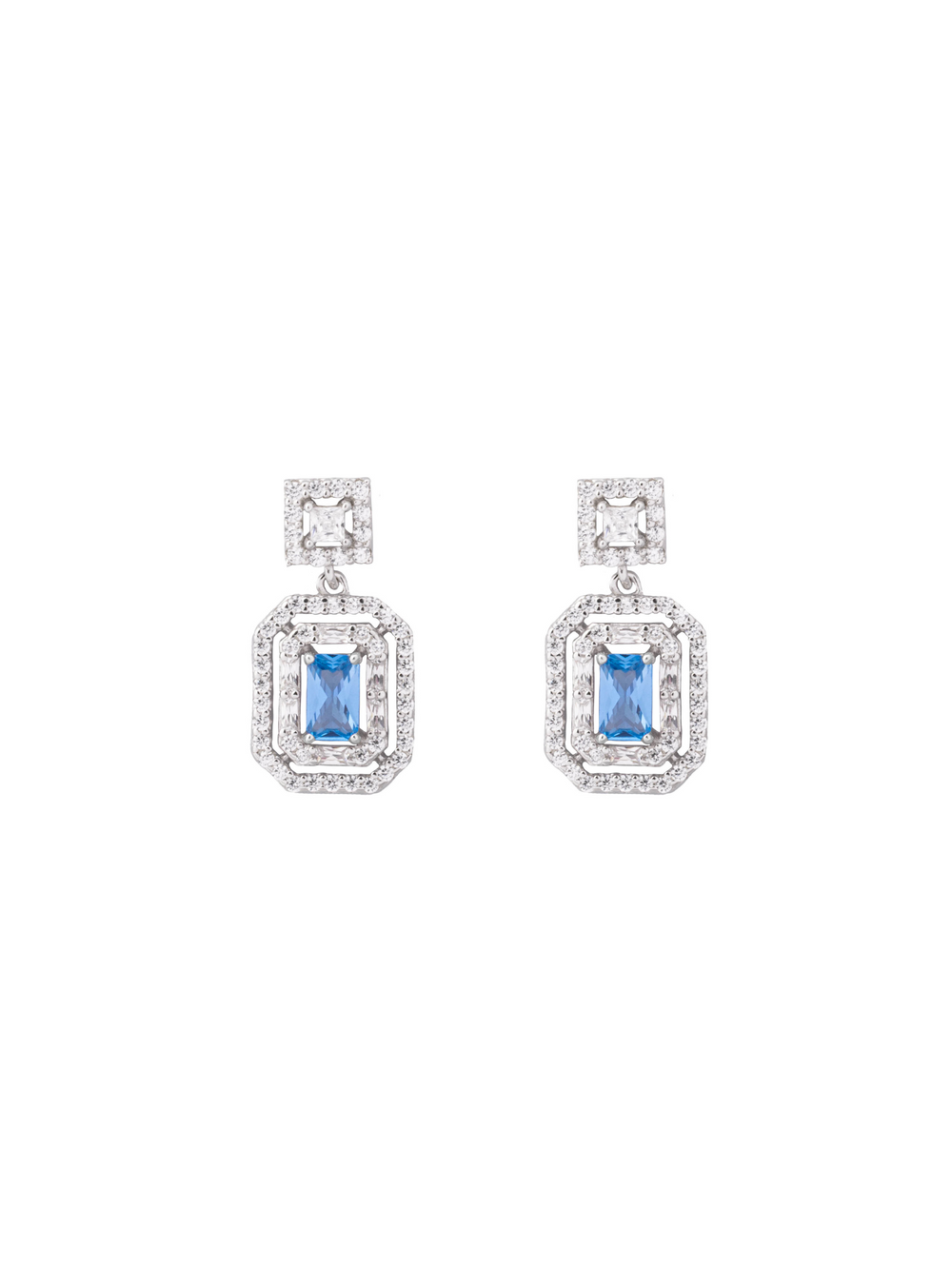 Par Arete Cuadrado Con Baguettes