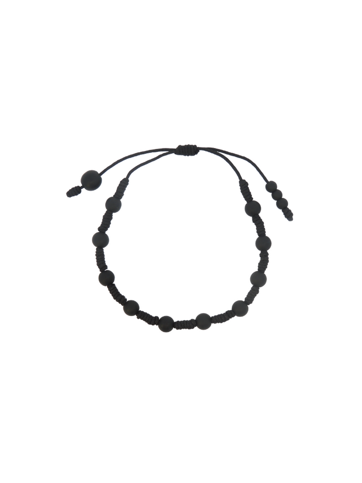 Pulsera Bolitas Negra Tejida