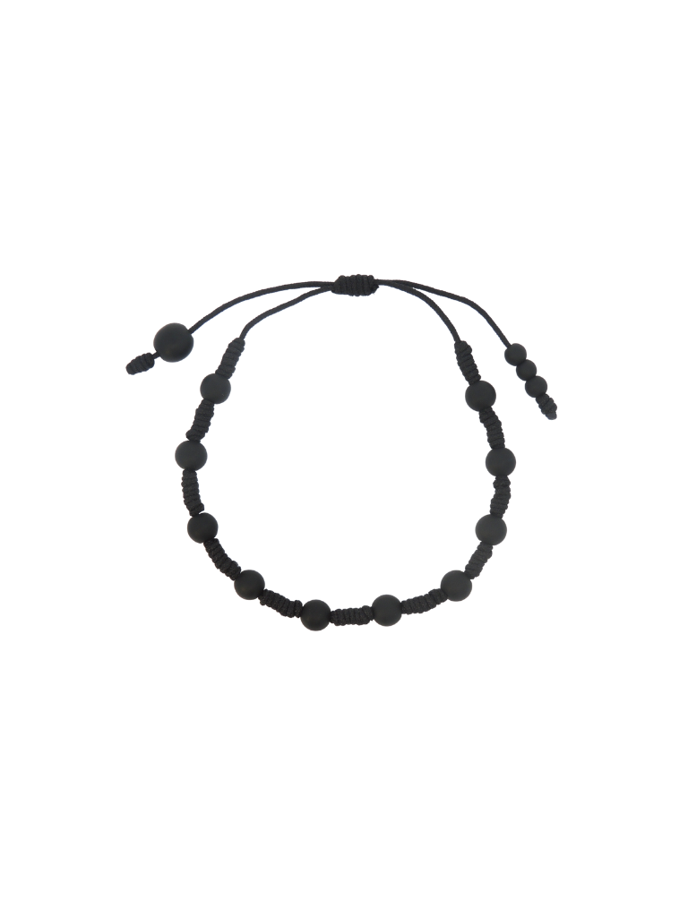 Pulsera Bolitas Negra Tejida