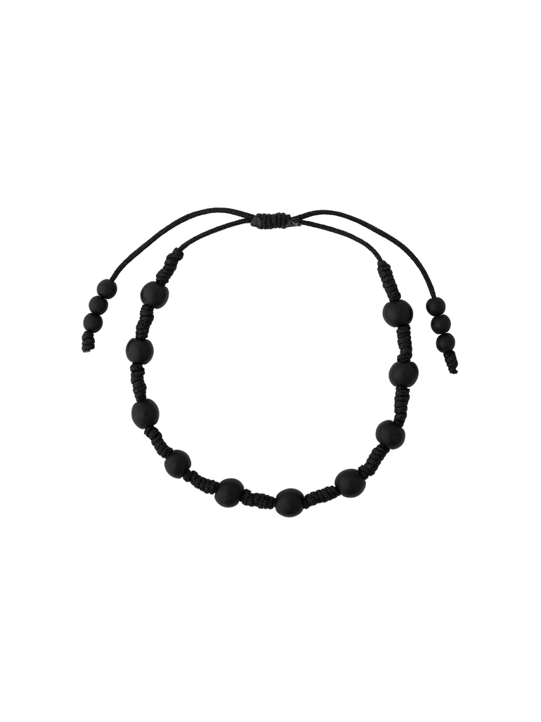 Pulsera Bolitas Negra Tejida