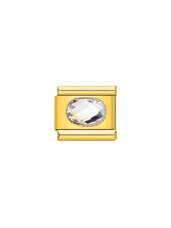 Charm Dorado Piedra Zirconia Ovalada