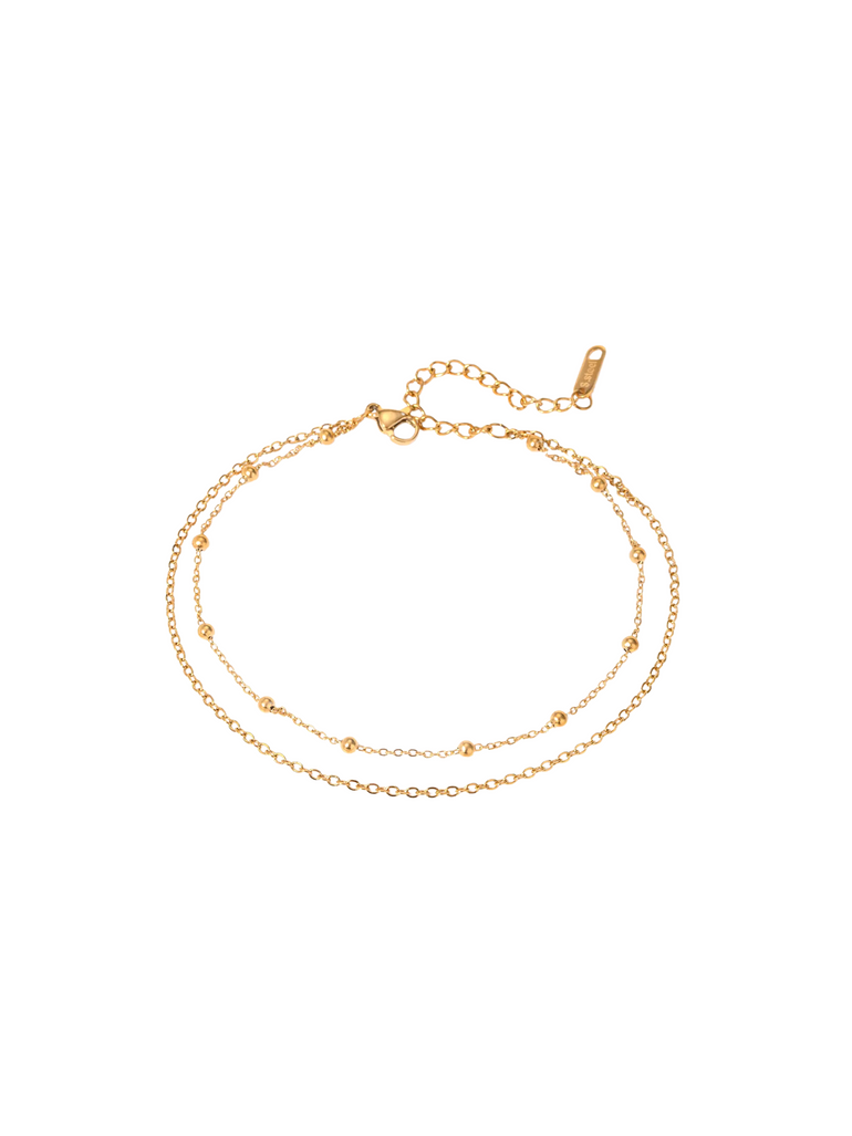 Tobillera Doble Cadena Bolitas