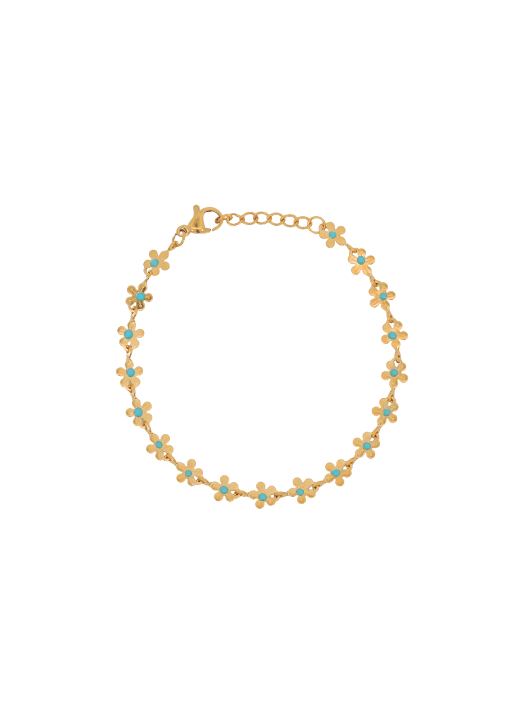 Pulsera Flores y Piedra Azul