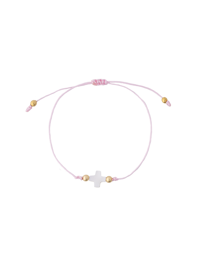 Pulsera Con Cruz Madre Perla