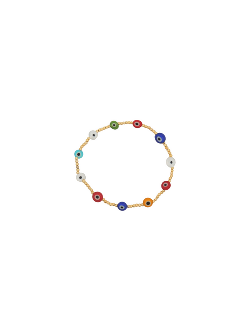 Pulsera Bolitas Doradas Con Ojos Rainbow