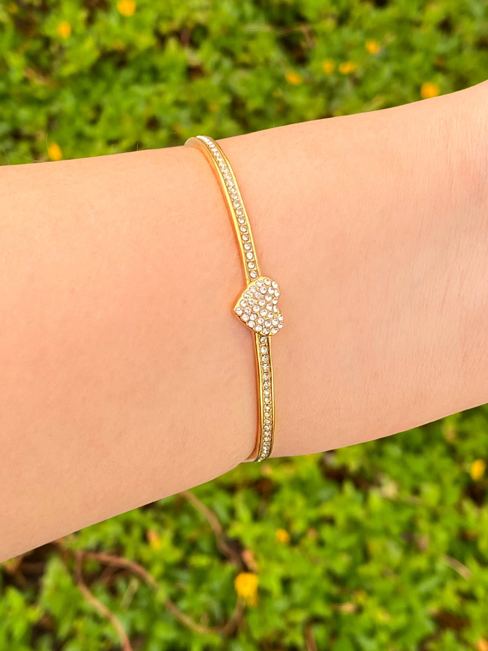 Brazalete Abierto Corazon Zirconias