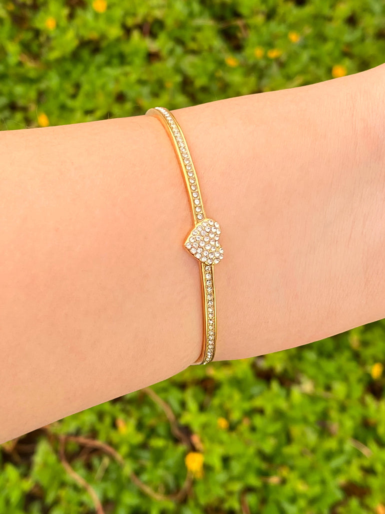 Brazalete Abierto Corazon Zirconias
