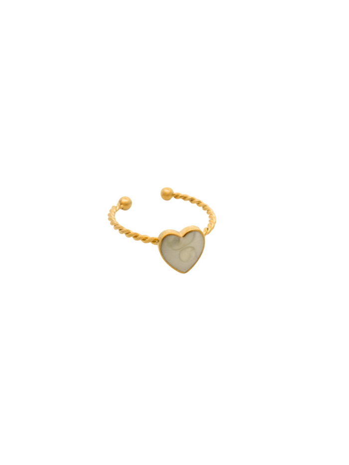 Anillo Semi Abierto Corazon Negro