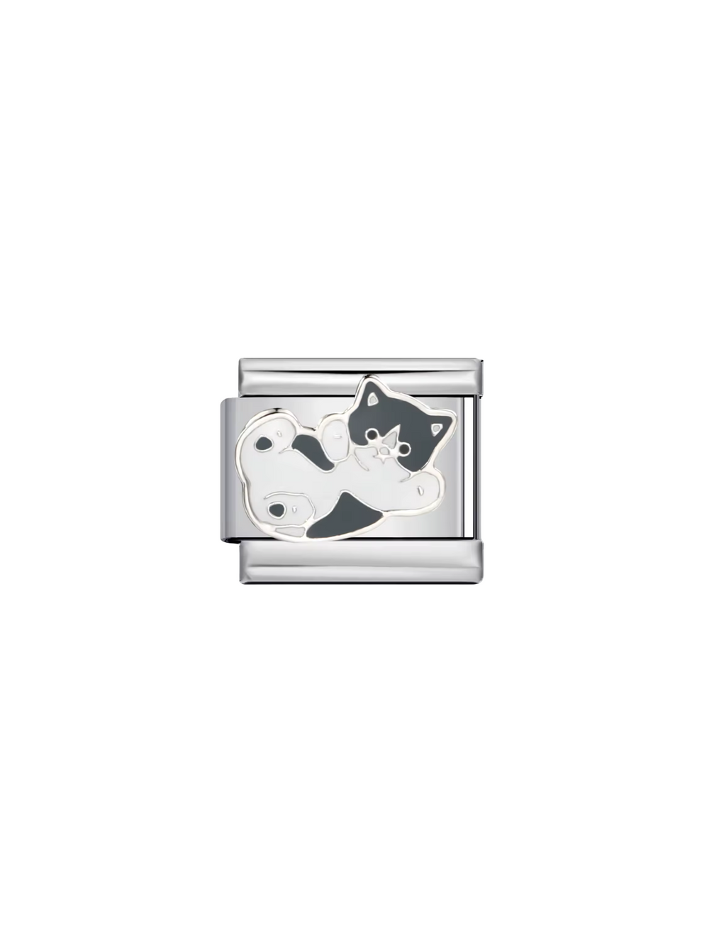 Charm Gato Gris Con Blanco