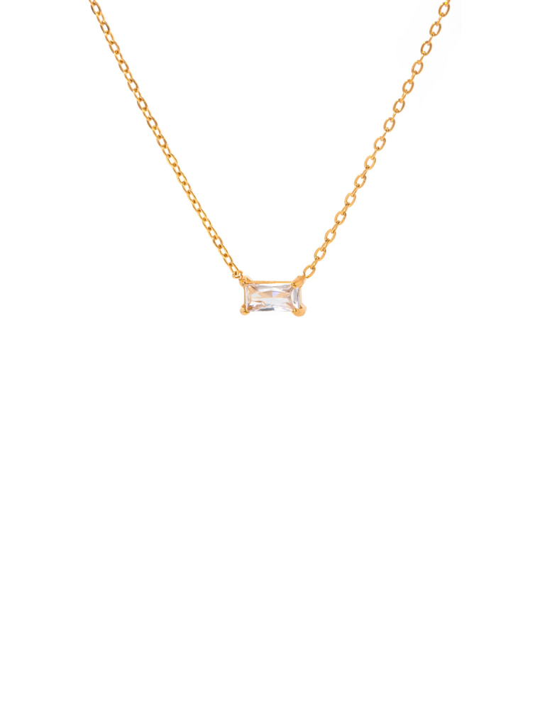 Collar Con Baguette Rectangular Blanco