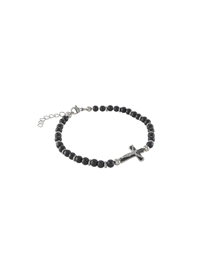 Pulsera Con Cruz y Piedras Naturales