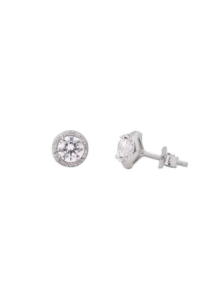 Par Arete Circular Plateado Ondulado Con Zirconias