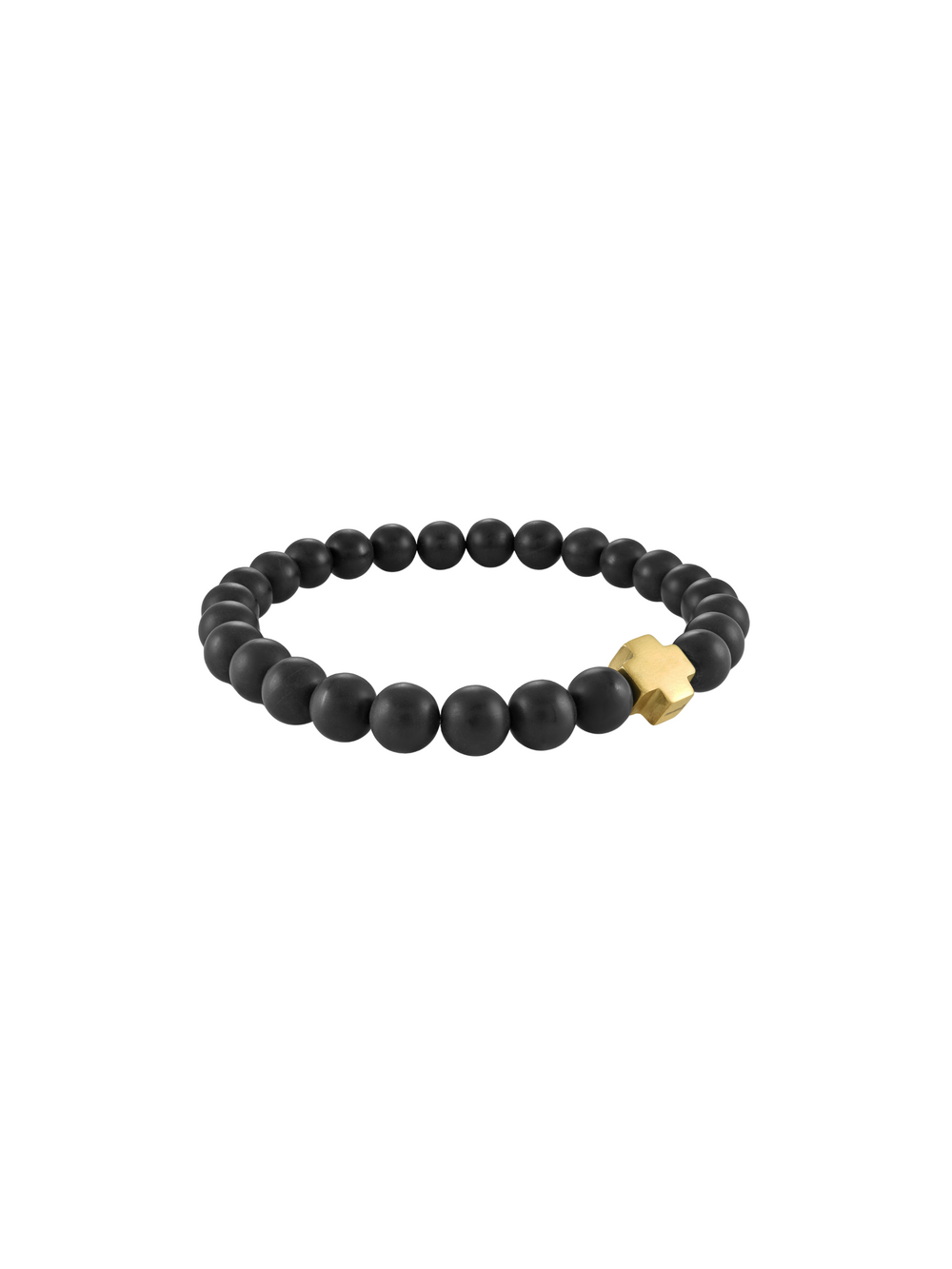 Pulsera Cruz Dorada y Bolitas Onix Mate