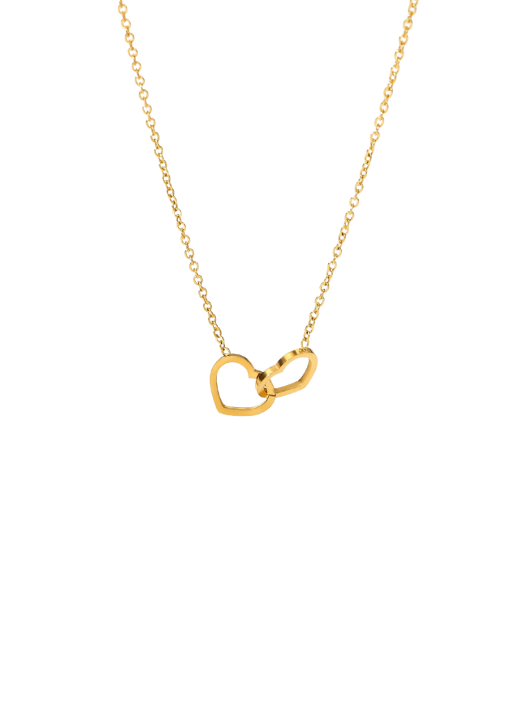 Collar Con Doble Corazon Enlazado